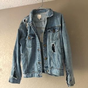 Forever 21 distressed light wash denim jacket